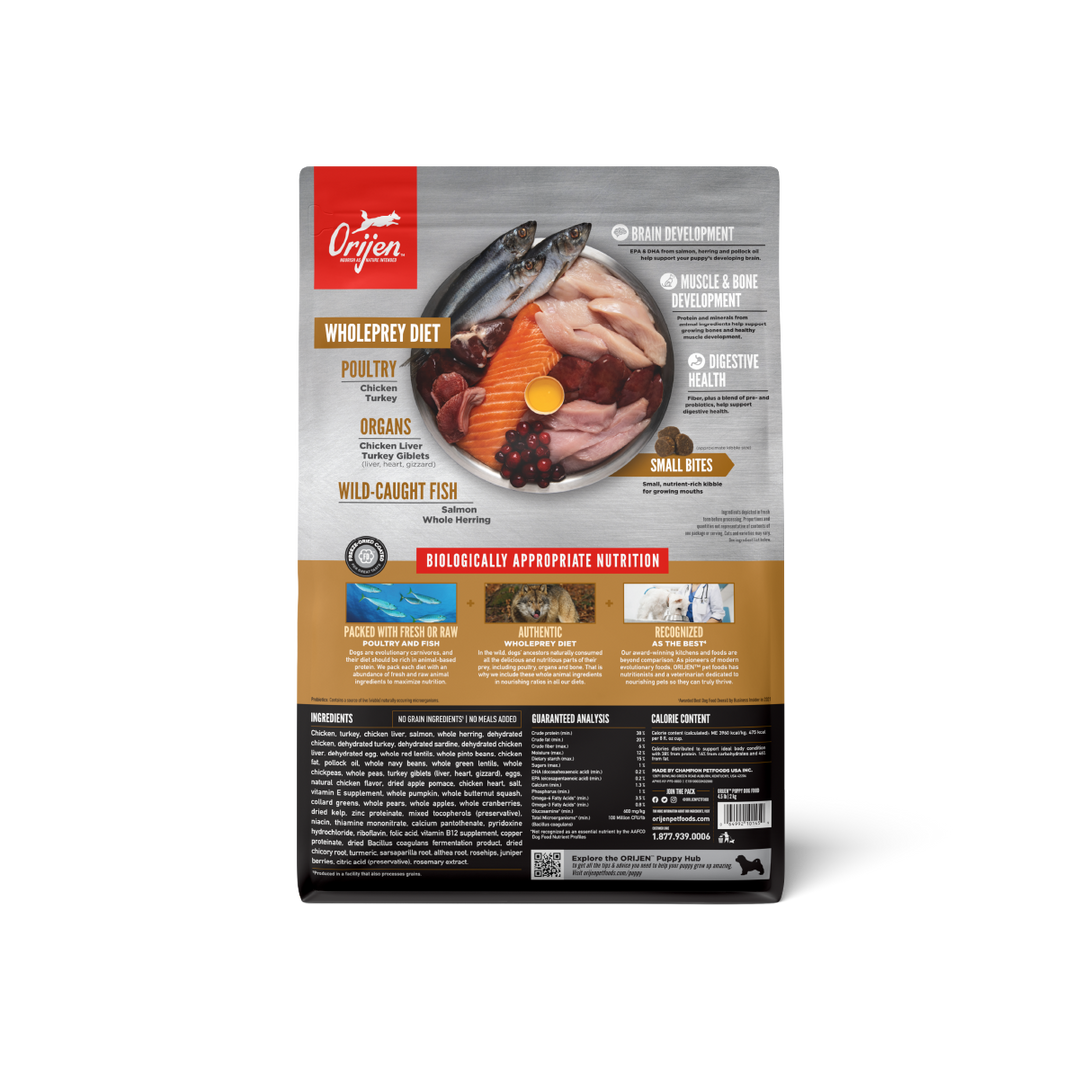 Orijen Puppy libre de granos 2.0 kg alimento para cachorros vista trasera