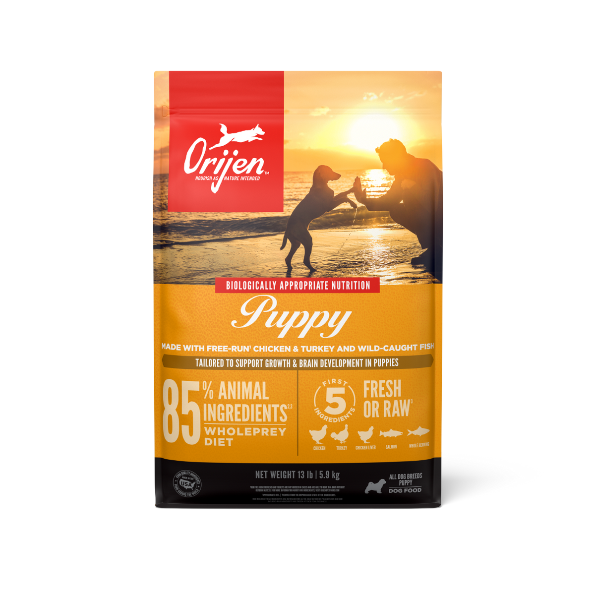 Orijen Puppy libre de granos 5.9 kg alimento para cachorros vista frontal