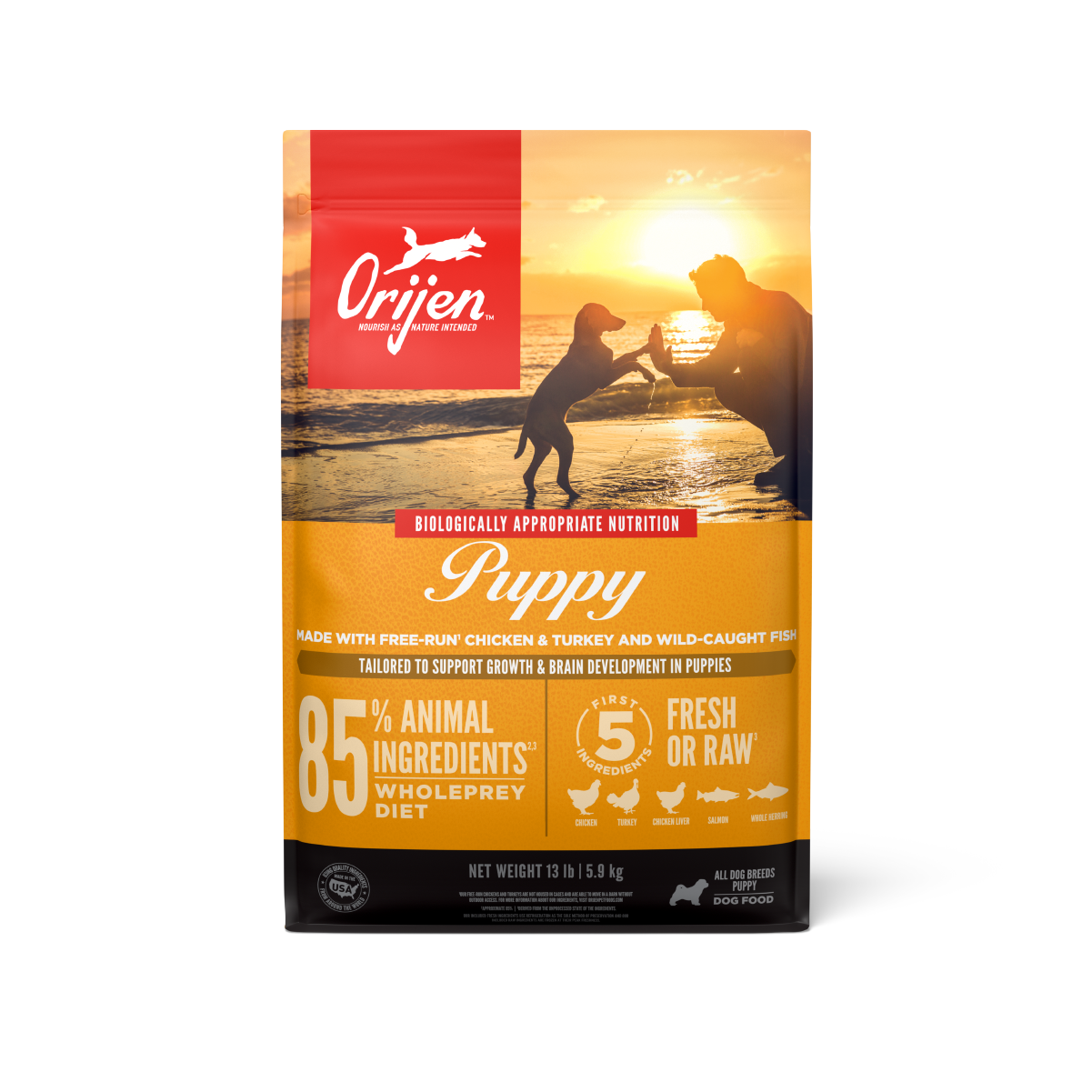 Orijen Puppy libre de granos 5.9 kg alimento para cachorros vista frontal
