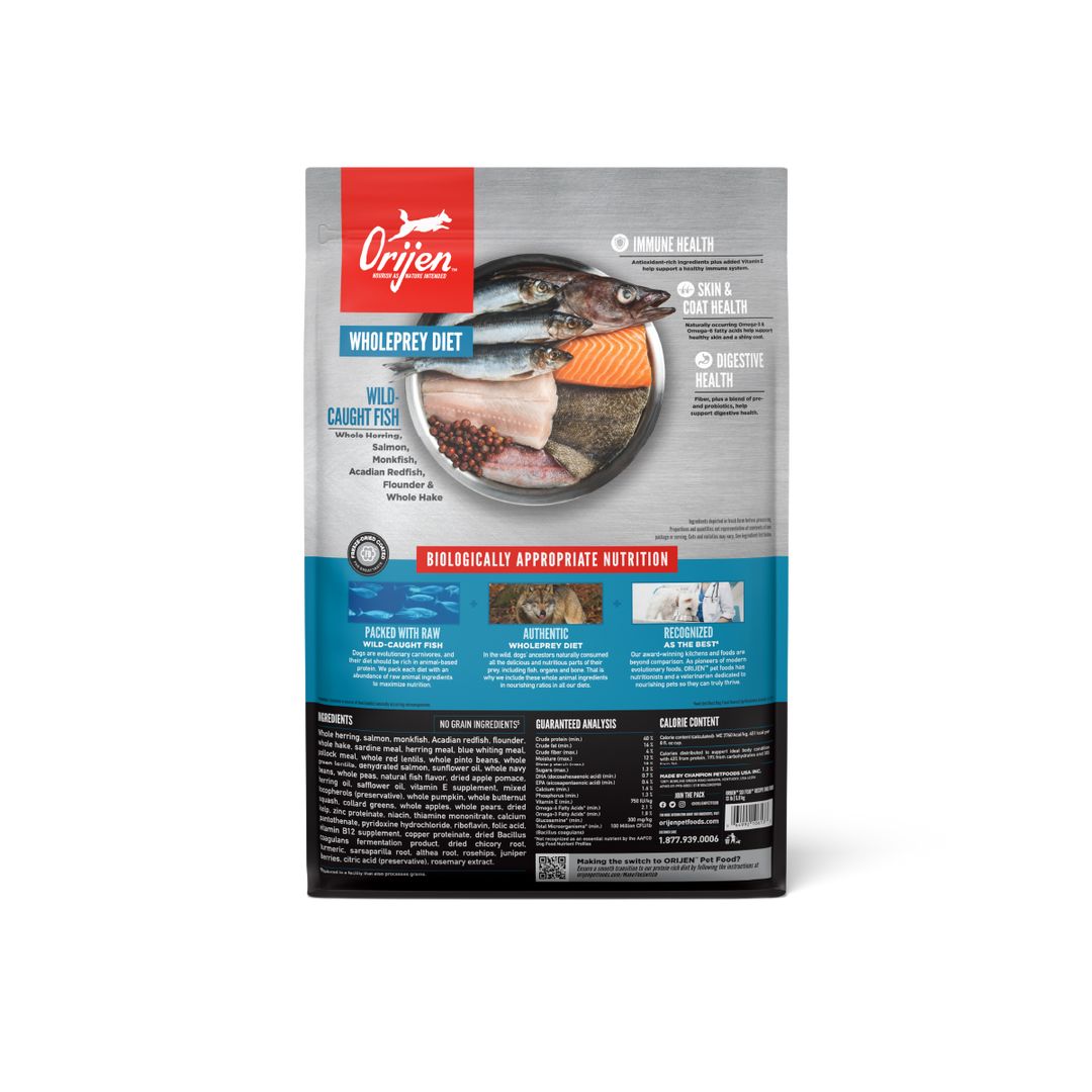 Orijen Six Fish libre de granos 5.9 kg alimento para perros vista trasera