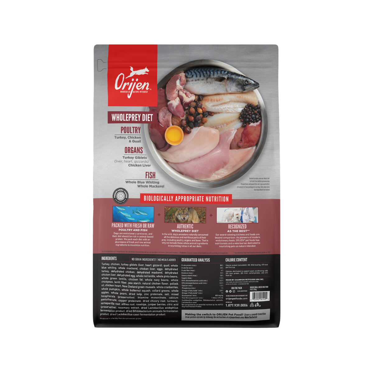 Orijen Small Breeds libre de granos 4.5 kg alimento para perros razas pequeñas vista trasera