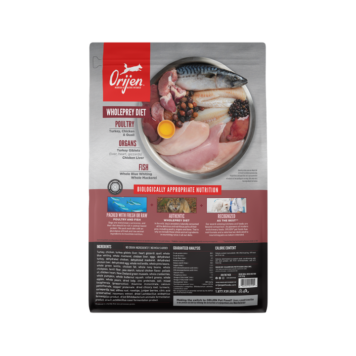 Orijen Small Breeds libre de granos 4.5 kg alimento para perros razas pequeñas vista trasera