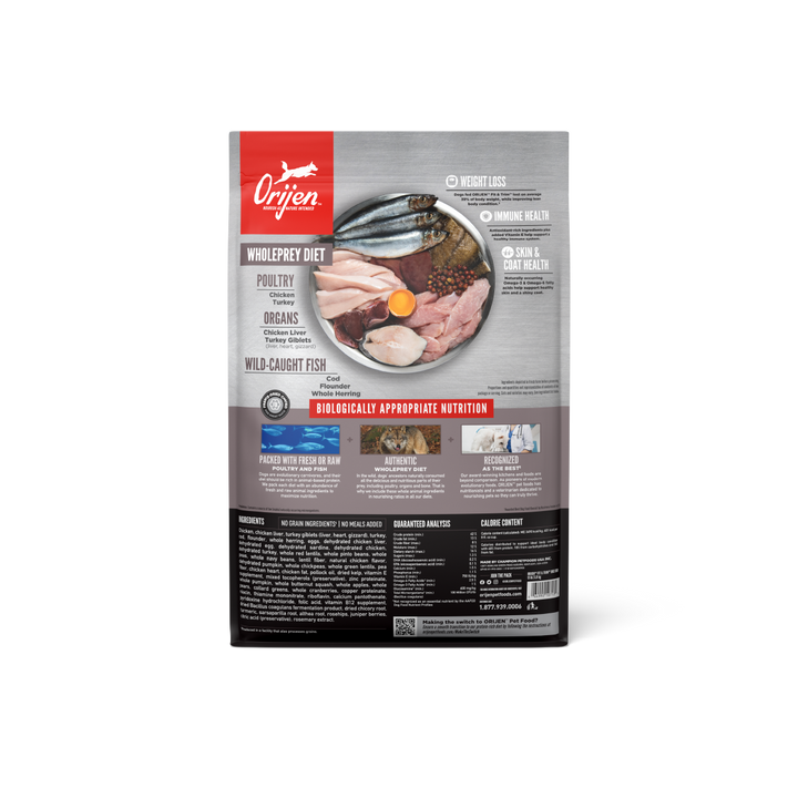 Orijen Fit &amp; Trim libre de granos 5.9 kg alimento para perros vista trasera