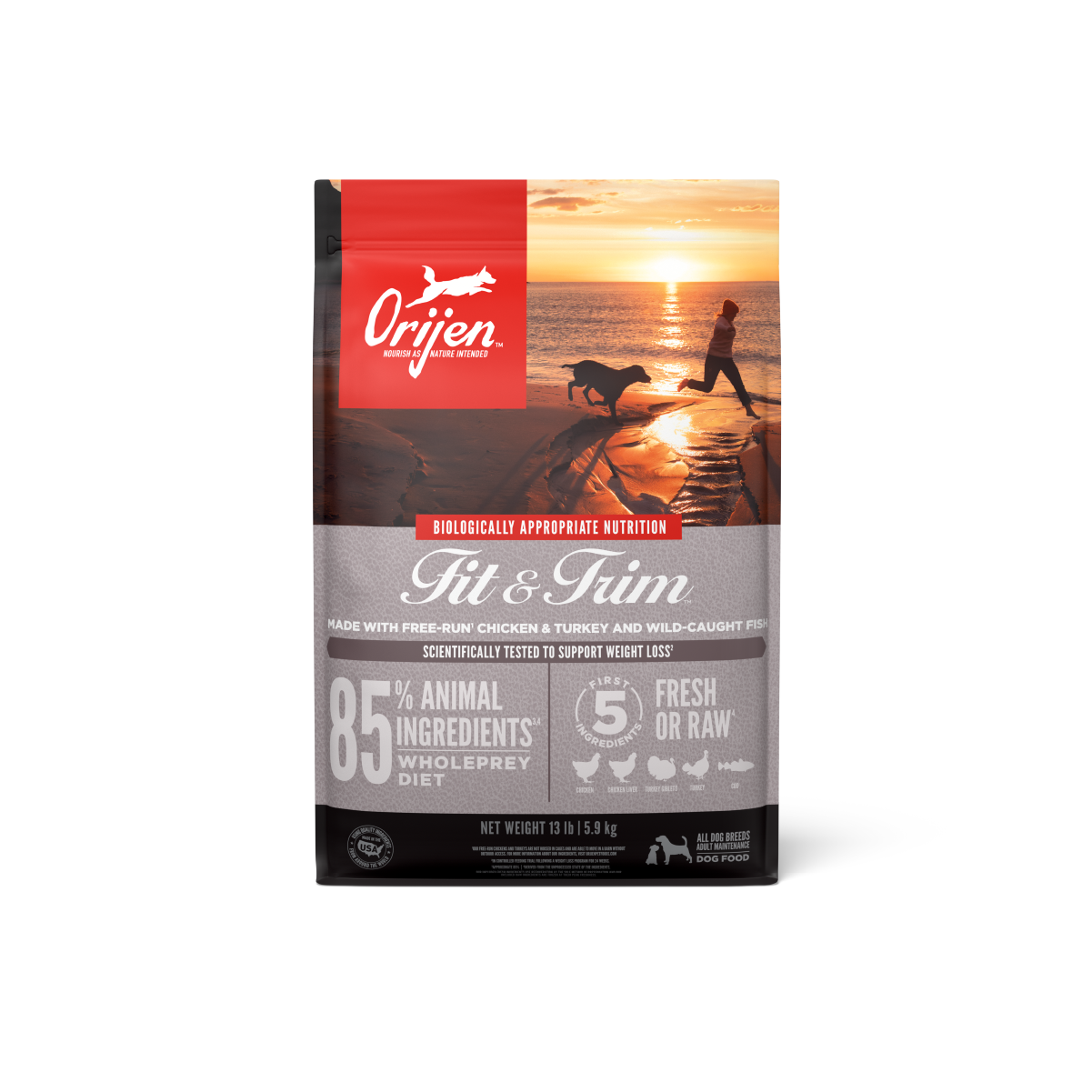 Orijen Fit & Trim libre de granos 5.9 kg alimento para perros vista frontal