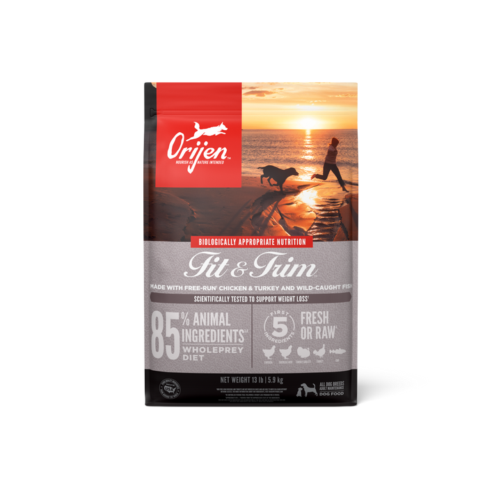 Orijen Fit &amp; Trim libre de granos 5.9 kg alimento para perros vista frontal