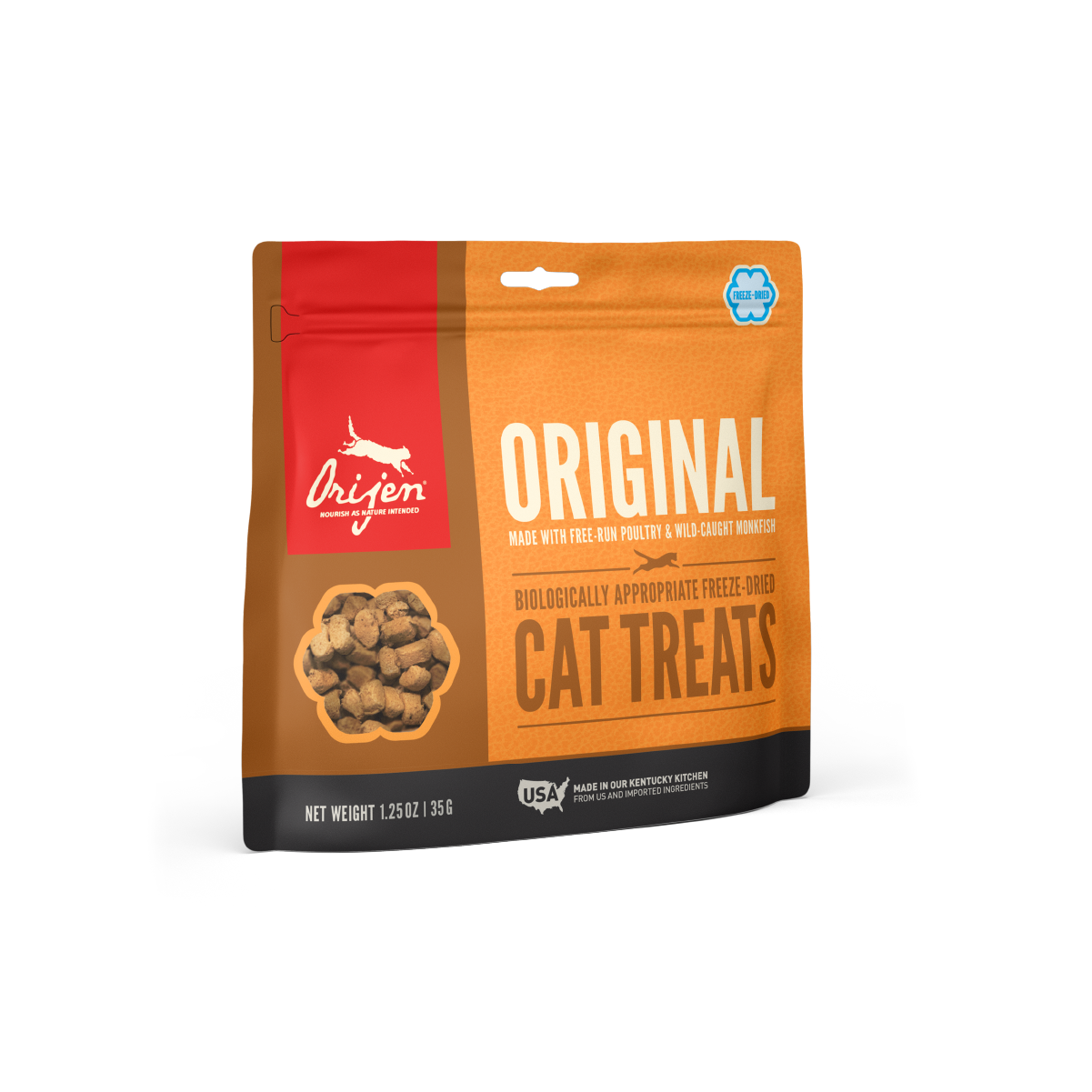 Orijen Original Cat Treats 35 grs snack para gatos vista frontal