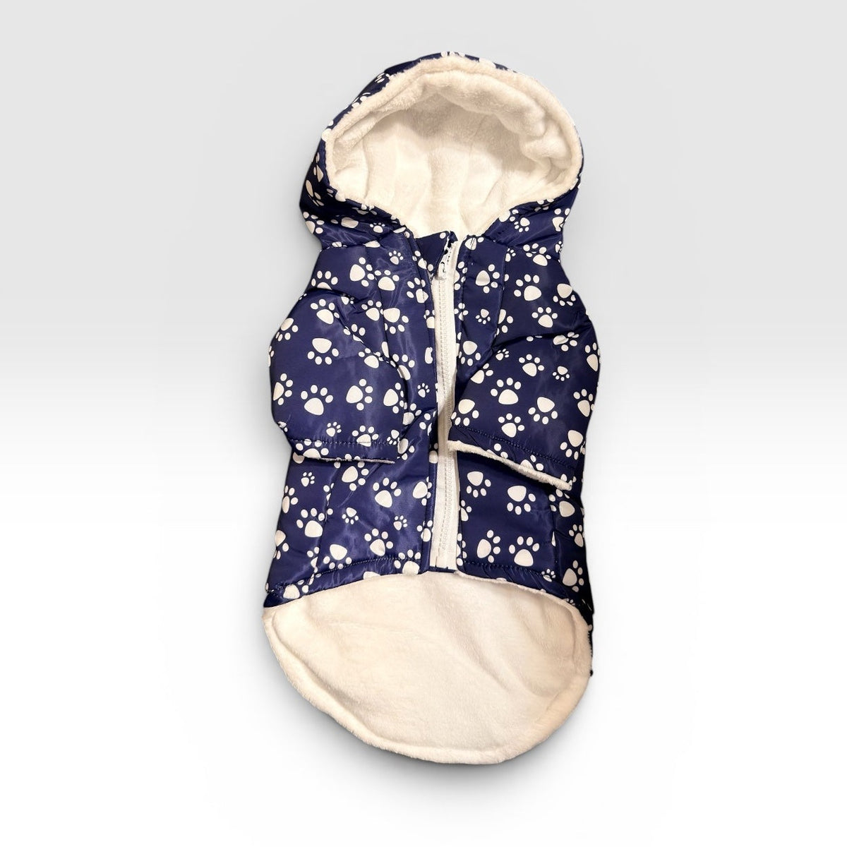 Parka impermeable chiporro y gorro azul perros y gatos vista frontal