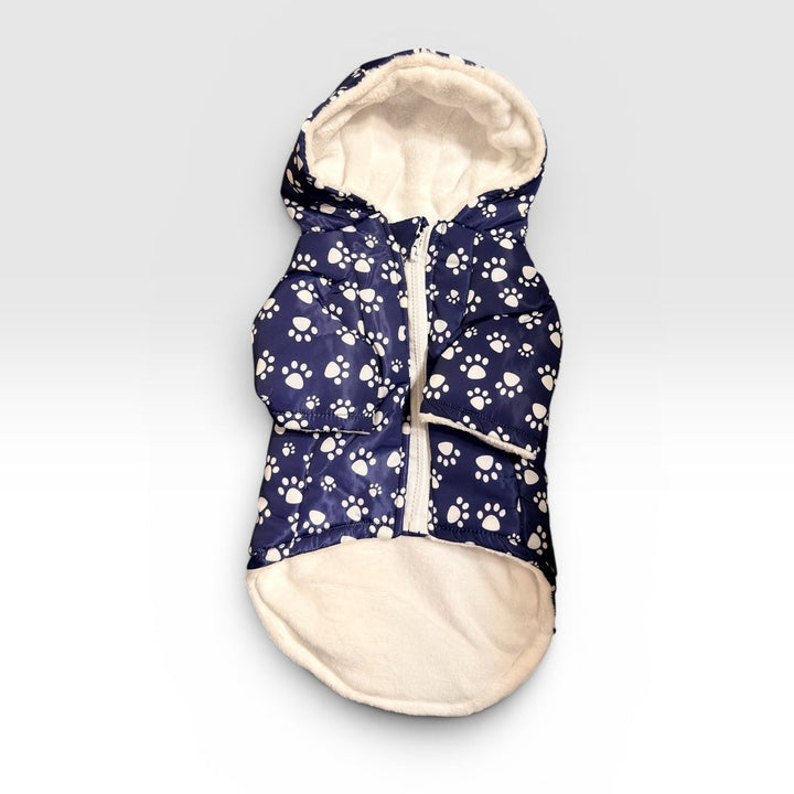 Parka impermeable chiporro y gorro azul perros y gatos vista frontal