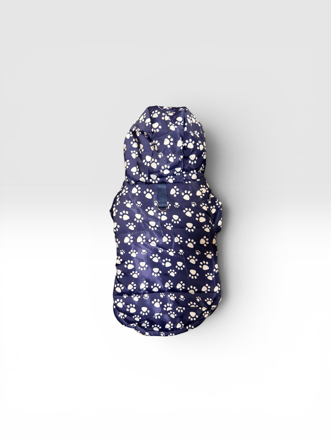 Parka impermeable chiporro y gorro azul para perros y gatos vista trasera