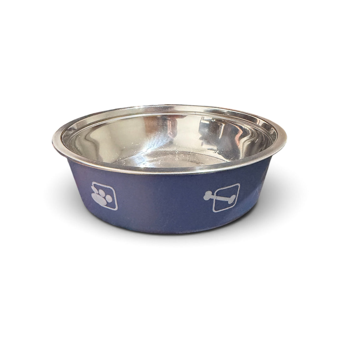 Plato metálico antideslizante Buen Amigo de 250 ml para perros pequeños y gatos, color azul
