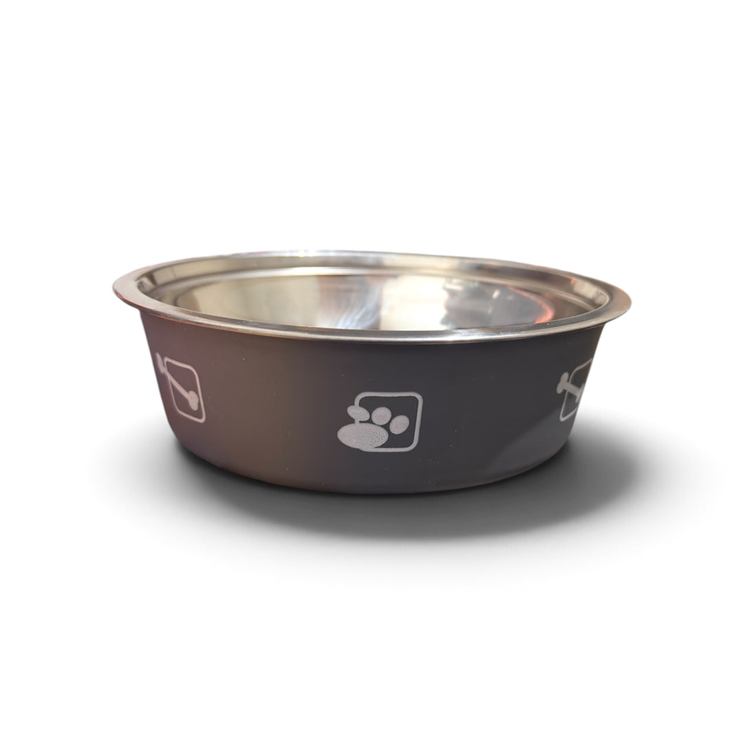Plato metálico antideslizante Buen Amigo de 250 ml para perros pequeños y gatos, color gris