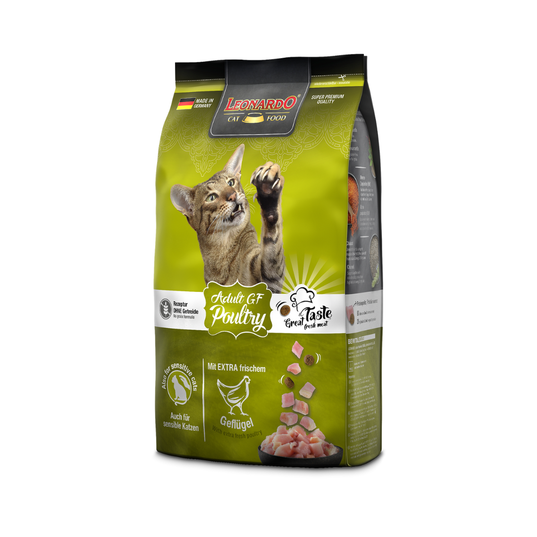 Leonardo Adult Poultry Grain Free para gatos empaque lateral