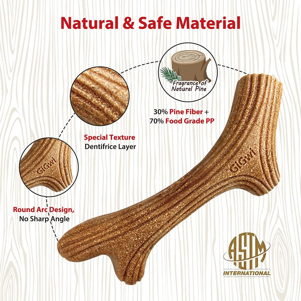 Gigwi Wooden Antler madera natural para perros detalle textura