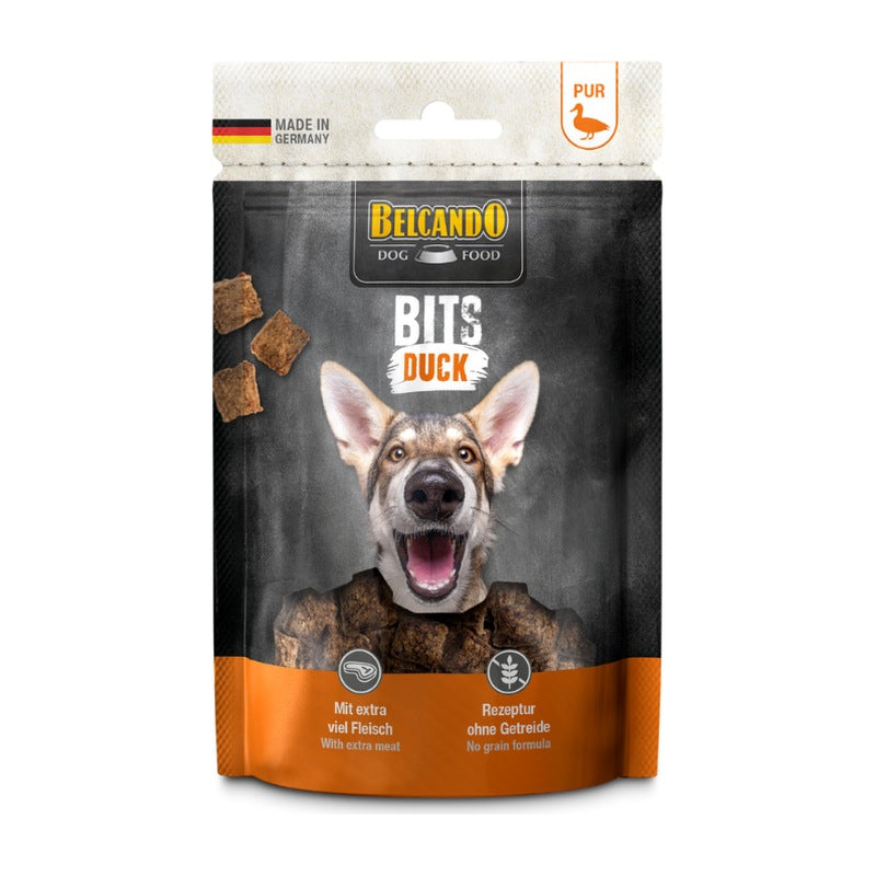 Belcando snack bits pato 90 grs para perro empaque vista frontal