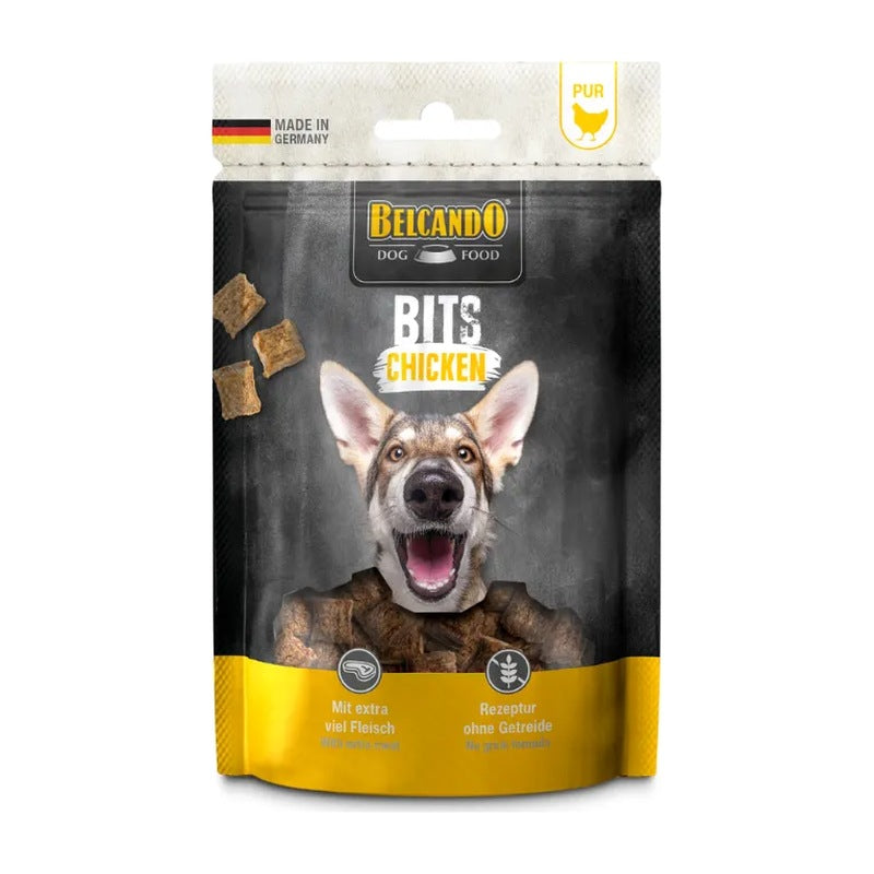 Belcando snack bits pollo 90 grs para perro empaque vista frontal