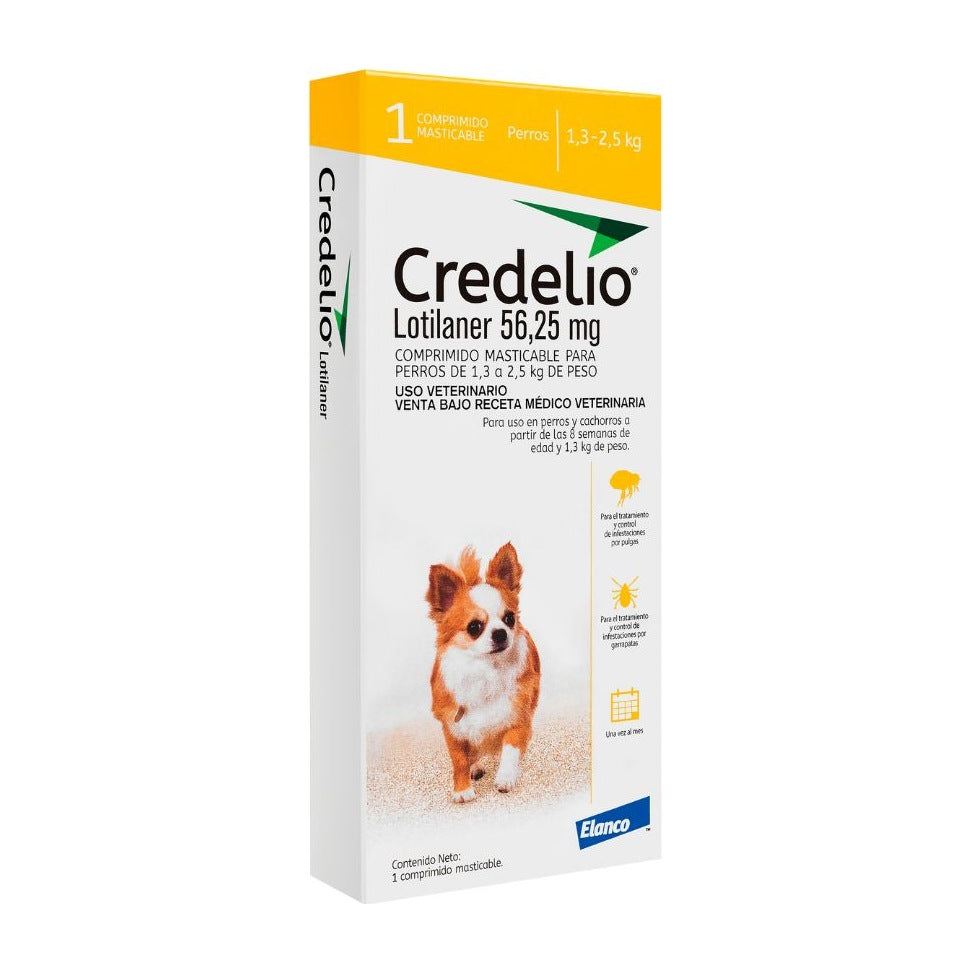 Credelio antiparasitario perros 1.3 a 2.5 kg 1 comprimido empaque