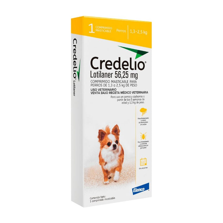 Credelio antiparasitario perros 1.3 a 2.5 kg 1 comprimido empaque