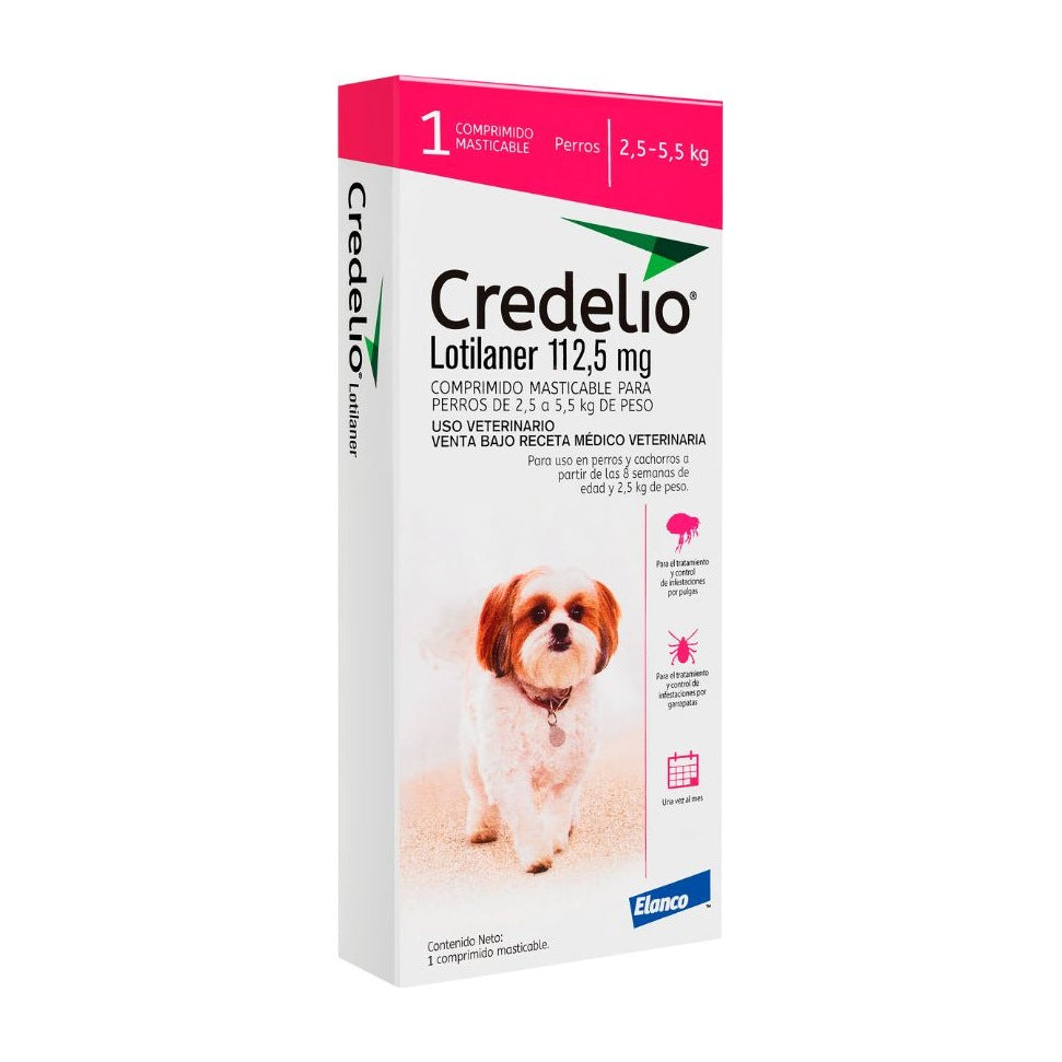 Credelio antiparasitario perros 2.5 a 5.5 kg 1 comprimido empaque