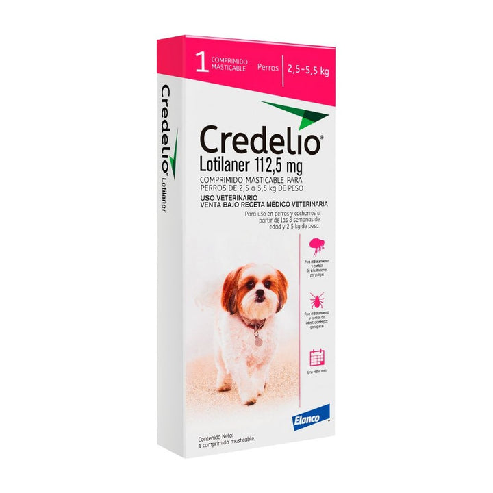 Credelio antiparasitario perros 2.5 a 5.5 kg 1 comprimido empaque