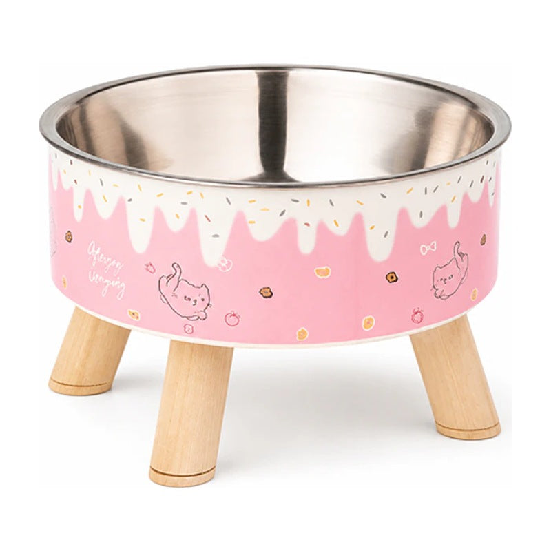Plato comedero elevado perros y gatos rosado 450 ml vista frontal