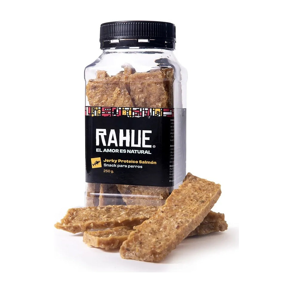 Rahue Jerky salmón 250 g snack deshidratado para perros empaque