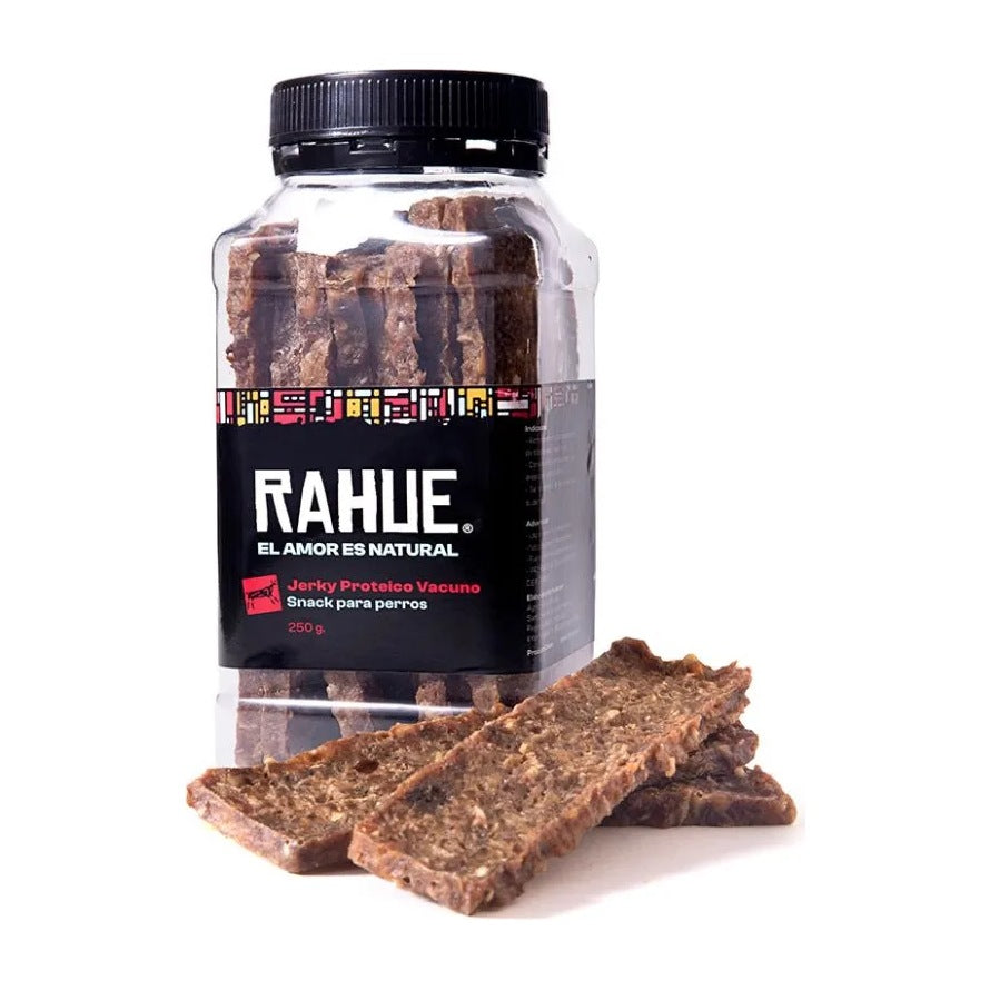 Rahue Jerky vacuno 250 g snack deshidratado para perros empaque