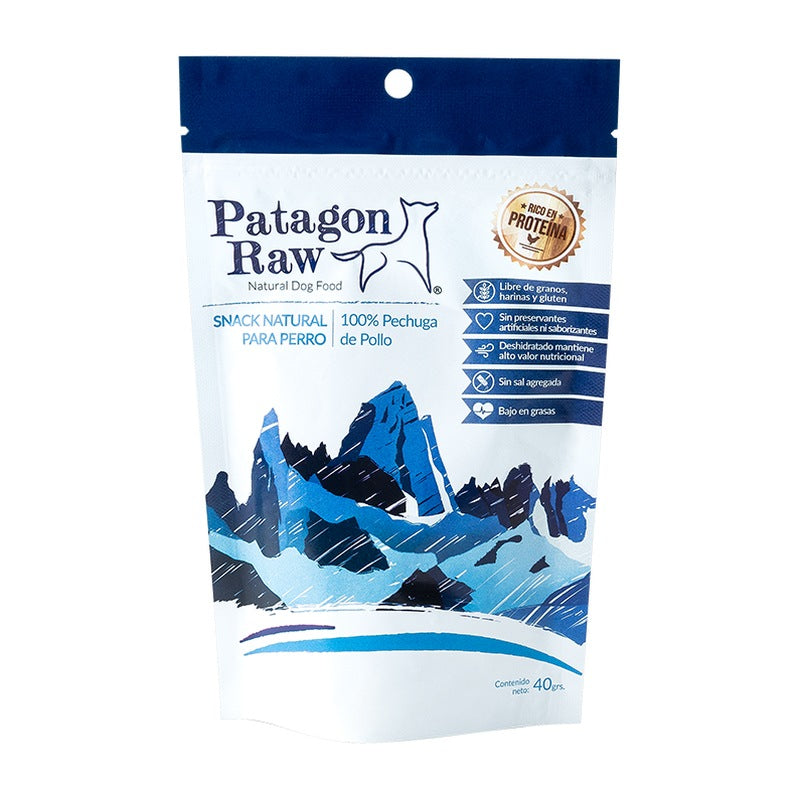 Patagon Raw snack pollo perros 40 grs empaque vista frontal