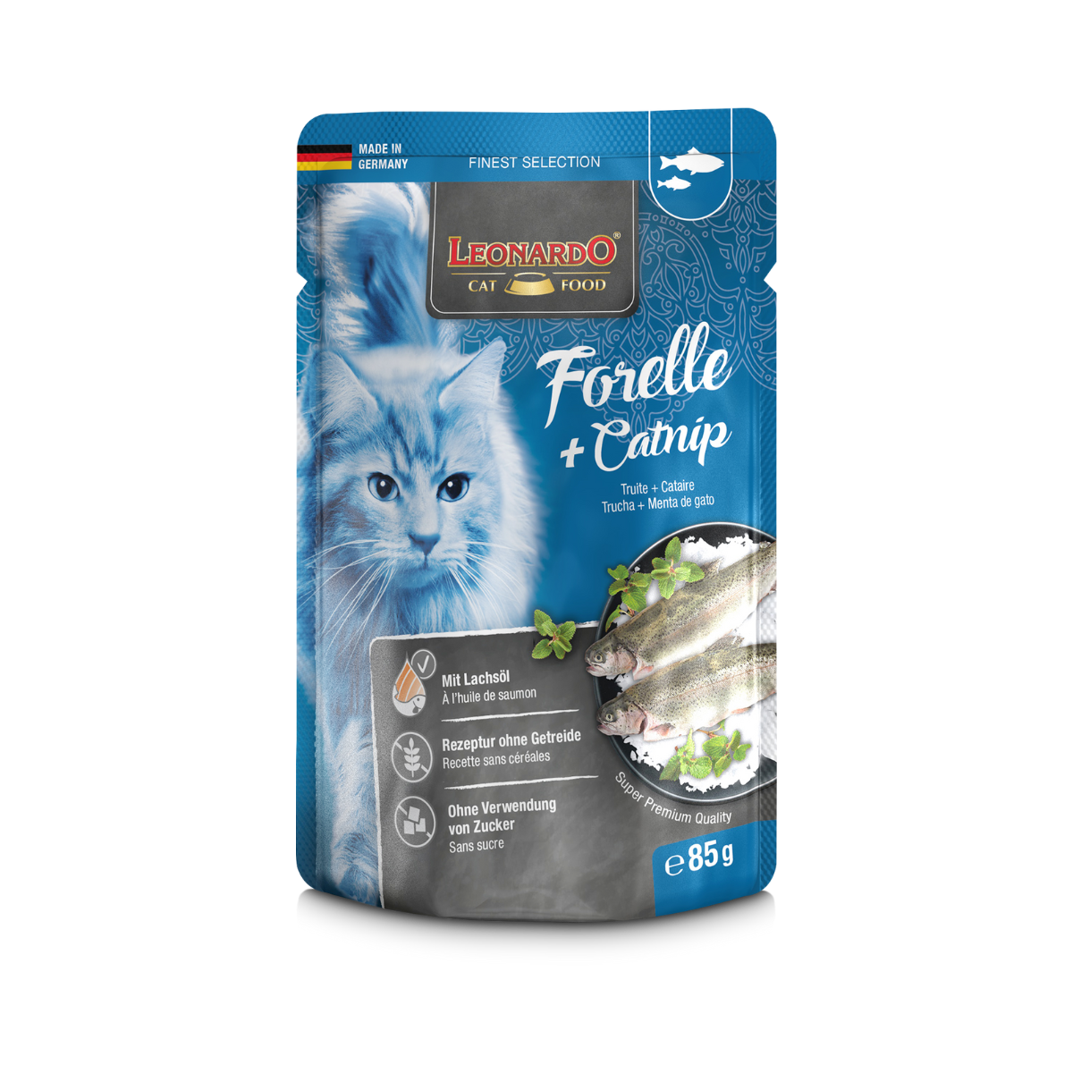 Leonardo Gato Finest Selection Trucha & Catnip Pouch 85 Grs.