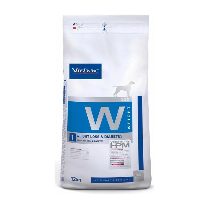 Virbac Veterinary HPM W1 control de peso y diabetes perro 12 kg vista frontal