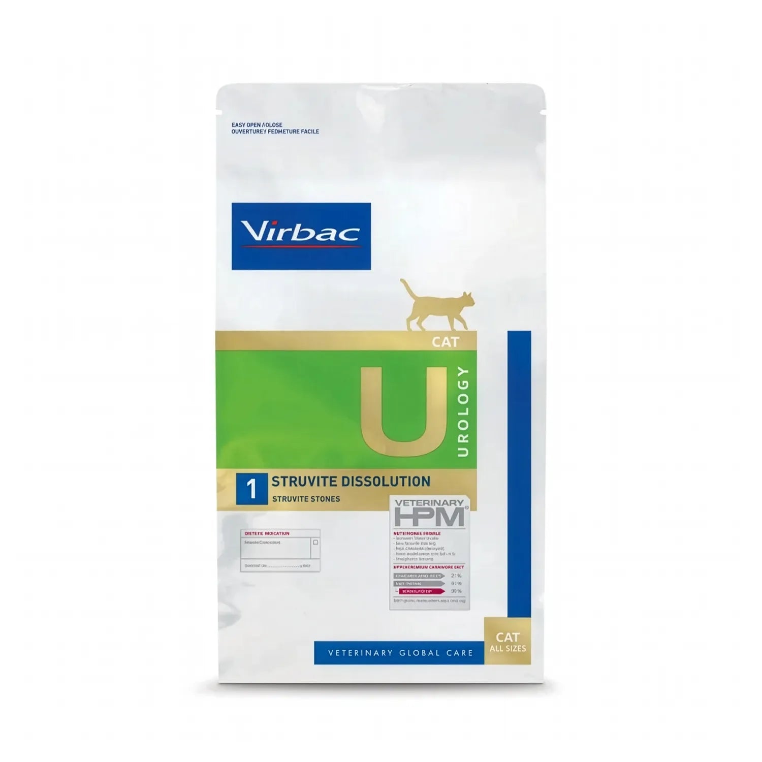 Virbac gato HPM Urology 1 Struvite Dissolution 3 kg saco vista frontal