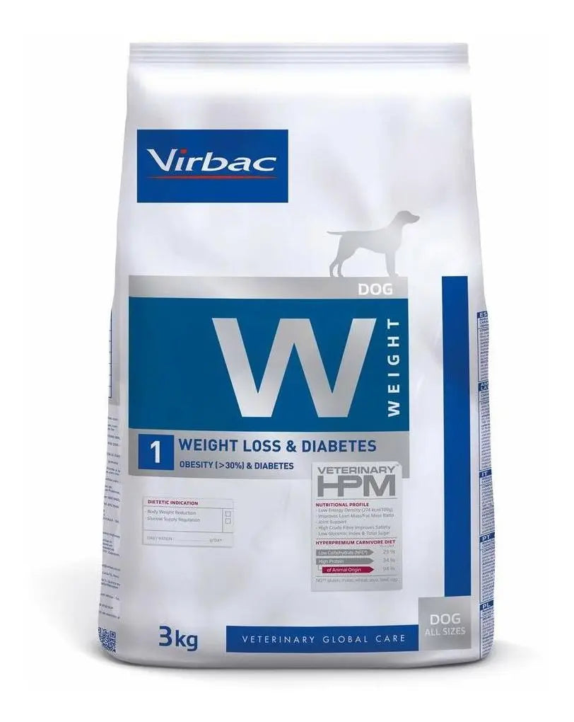 Virbac HPM Weight Loss & Diabetes W1 3 kg saco vista frontal