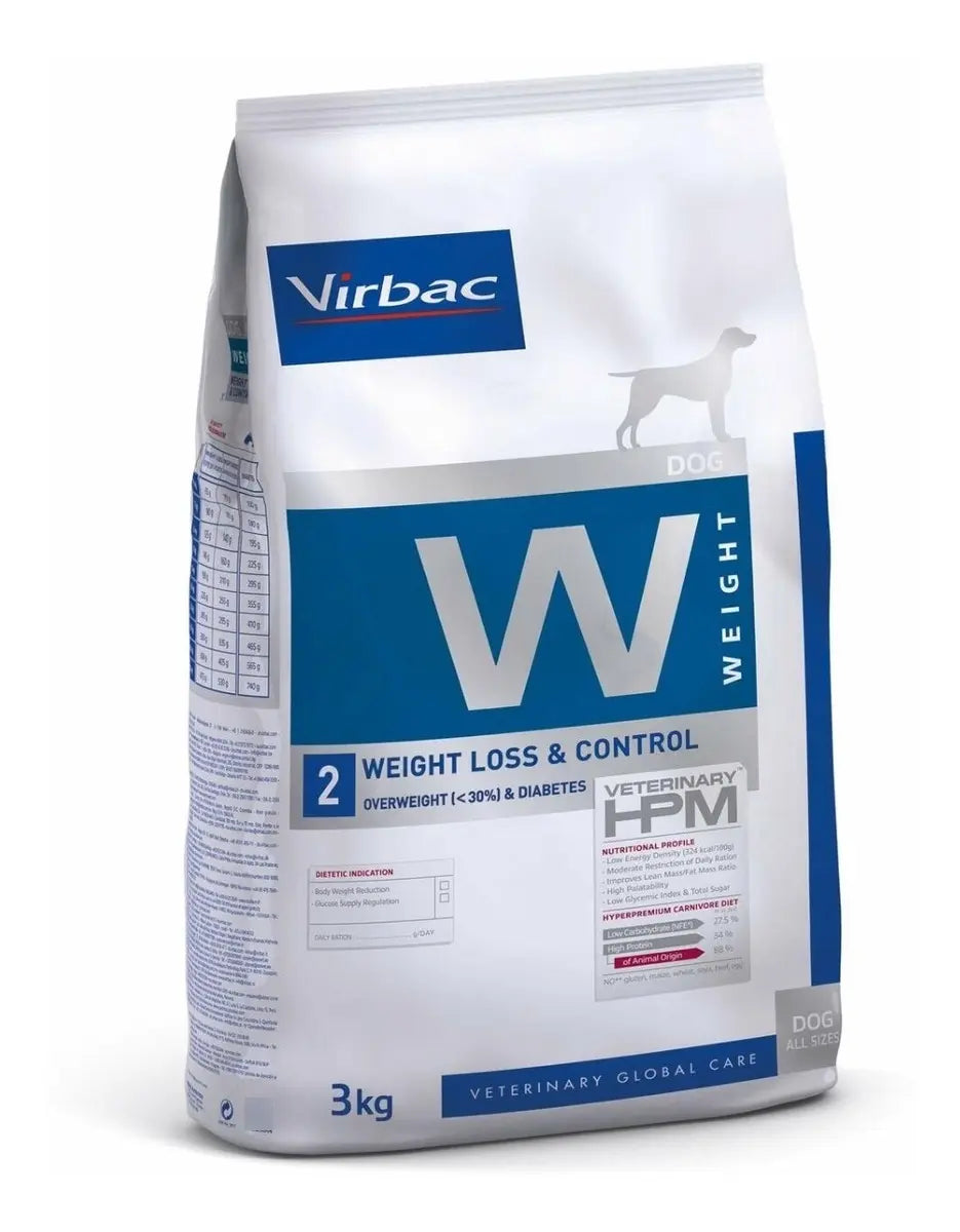 Virbac HPM Weight Loss & Control W2 3 kg saco vista lateral