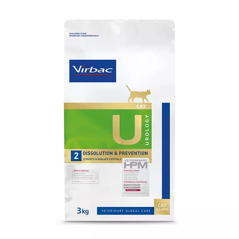 Virbac gato HPM Urology 2 Dissolution & Prevention 3 kg saco vista frontal